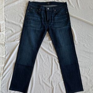 7 For All Mankind Men's Dark Indigo Slim Straight Jeans